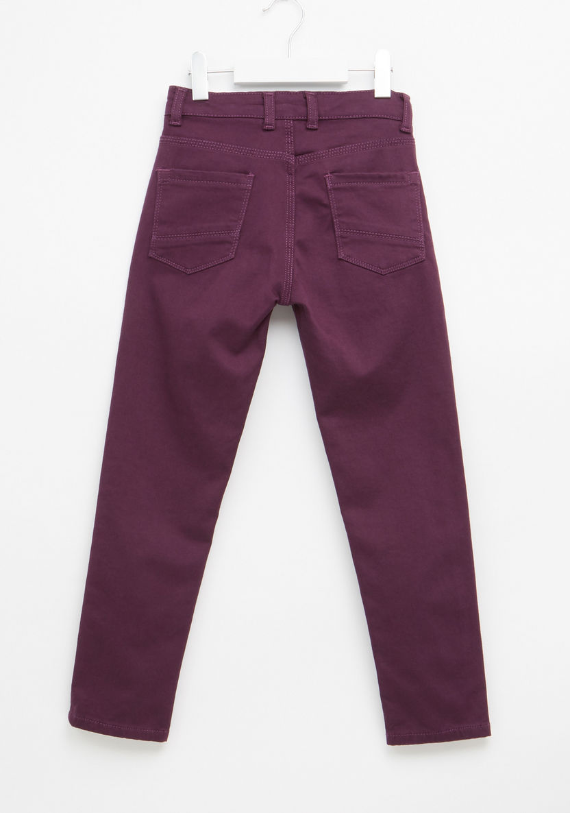 Full Length Pants with Button Closure and Pocket Detail-Pants-image-2