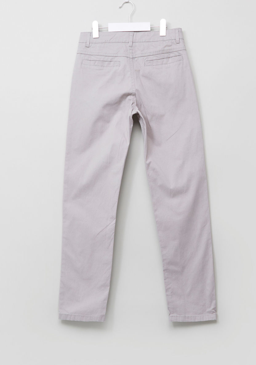 Juniors Textured Trousers with Button Closure and Pocket Detail-Pants-image-2