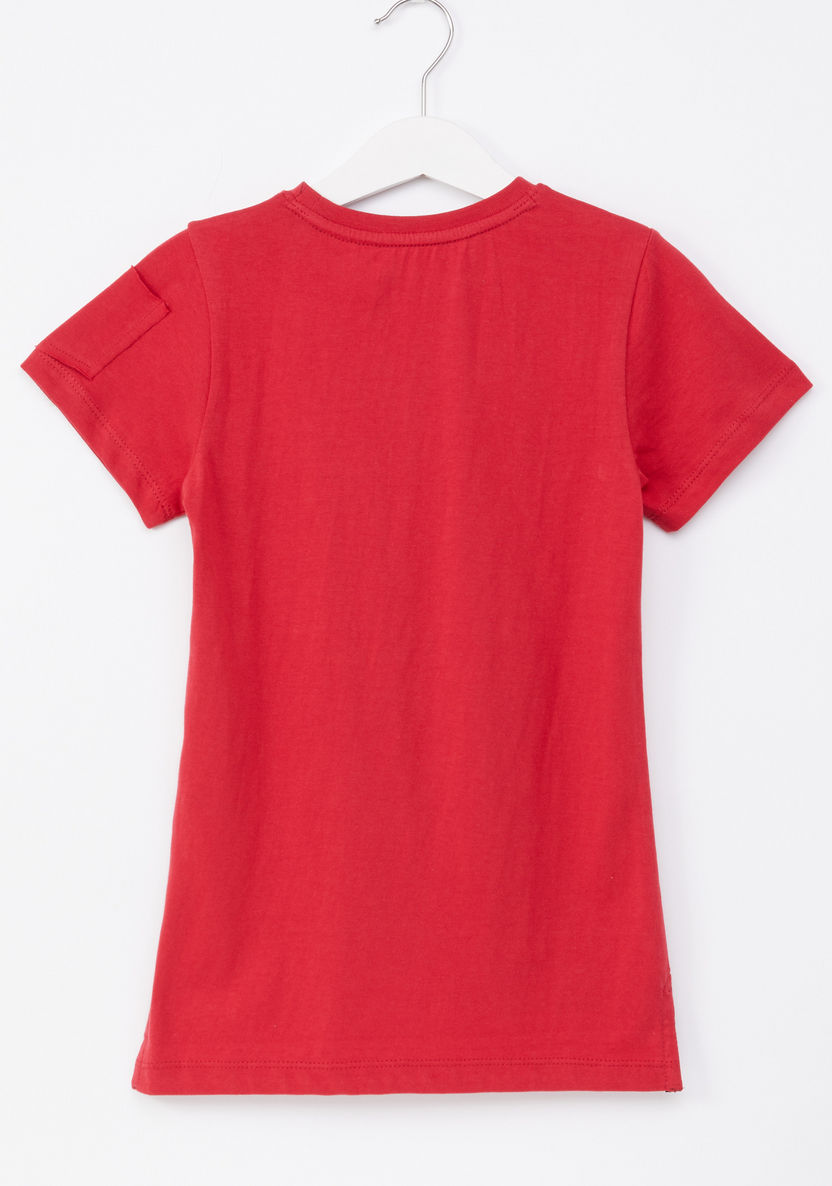 Juniors Printed Short Sleeves Longline T-shirt-T Shirts-image-2