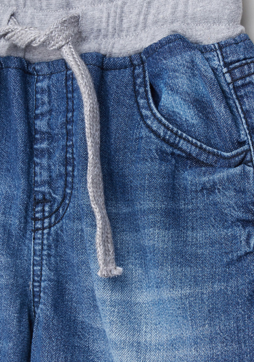 Juniors Denim Shorts with Drawstring Closure and Pocket Detail-Shorts-image-1