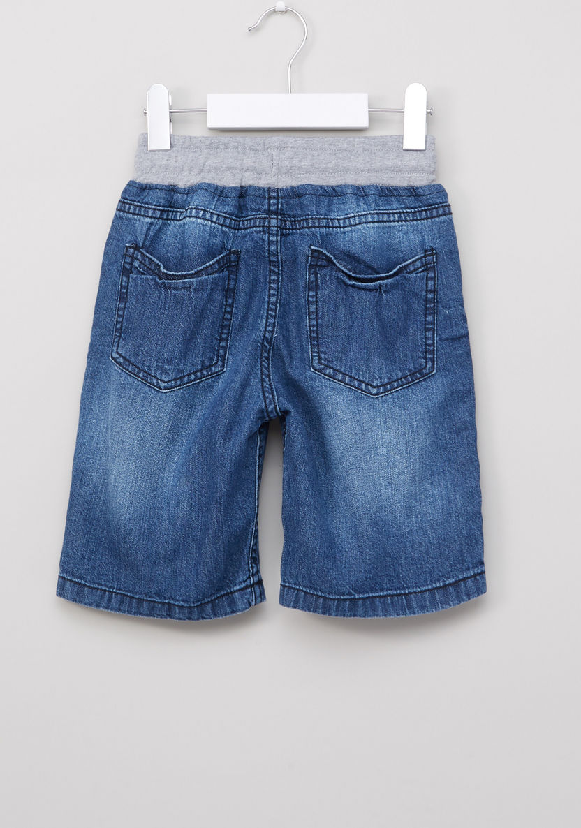 Juniors Denim Shorts with Drawstring Closure and Pocket Detail-Shorts-image-2