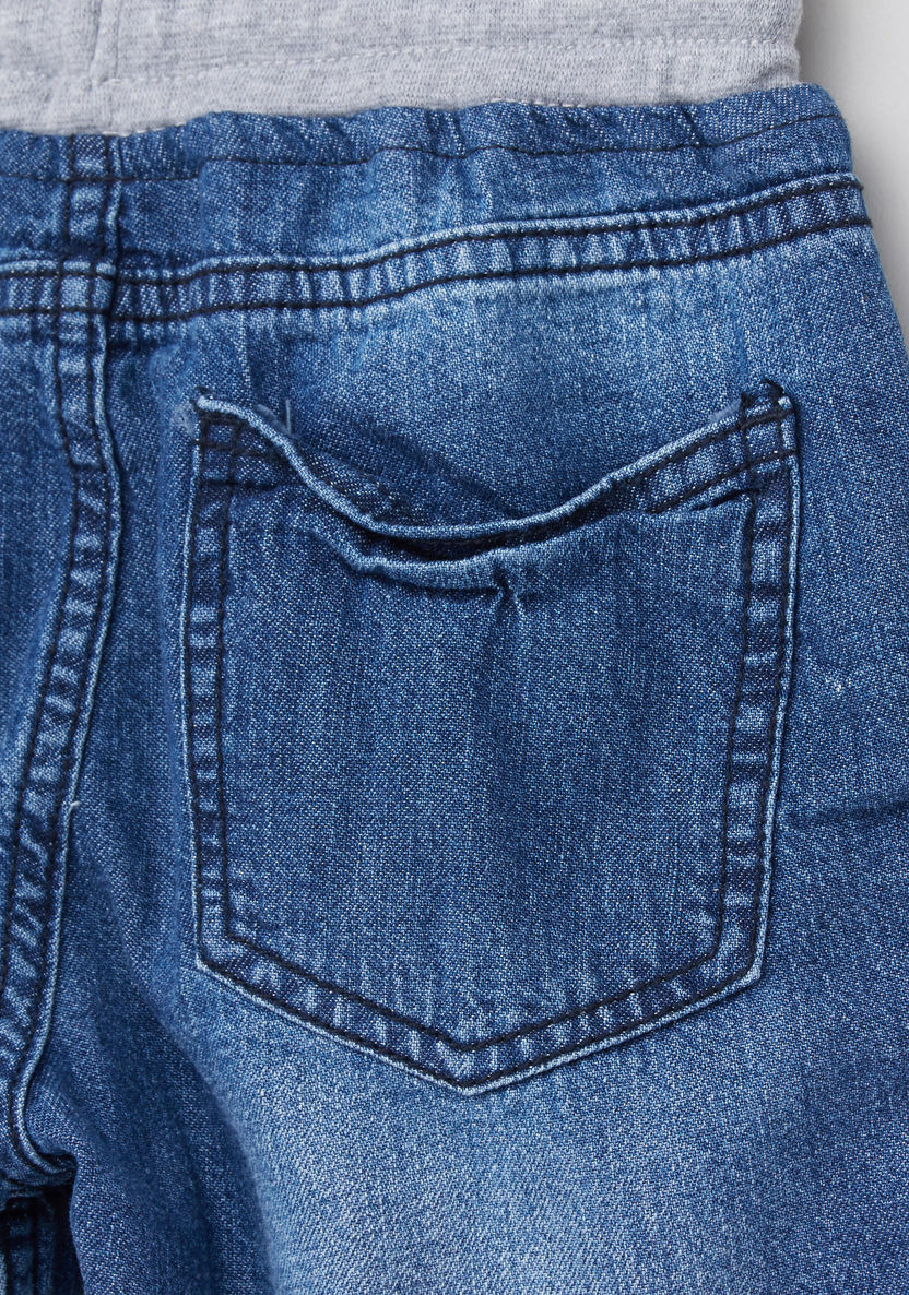 Juniors Denim Shorts with Drawstring Closure and Pocket Detail-Shorts-image-3