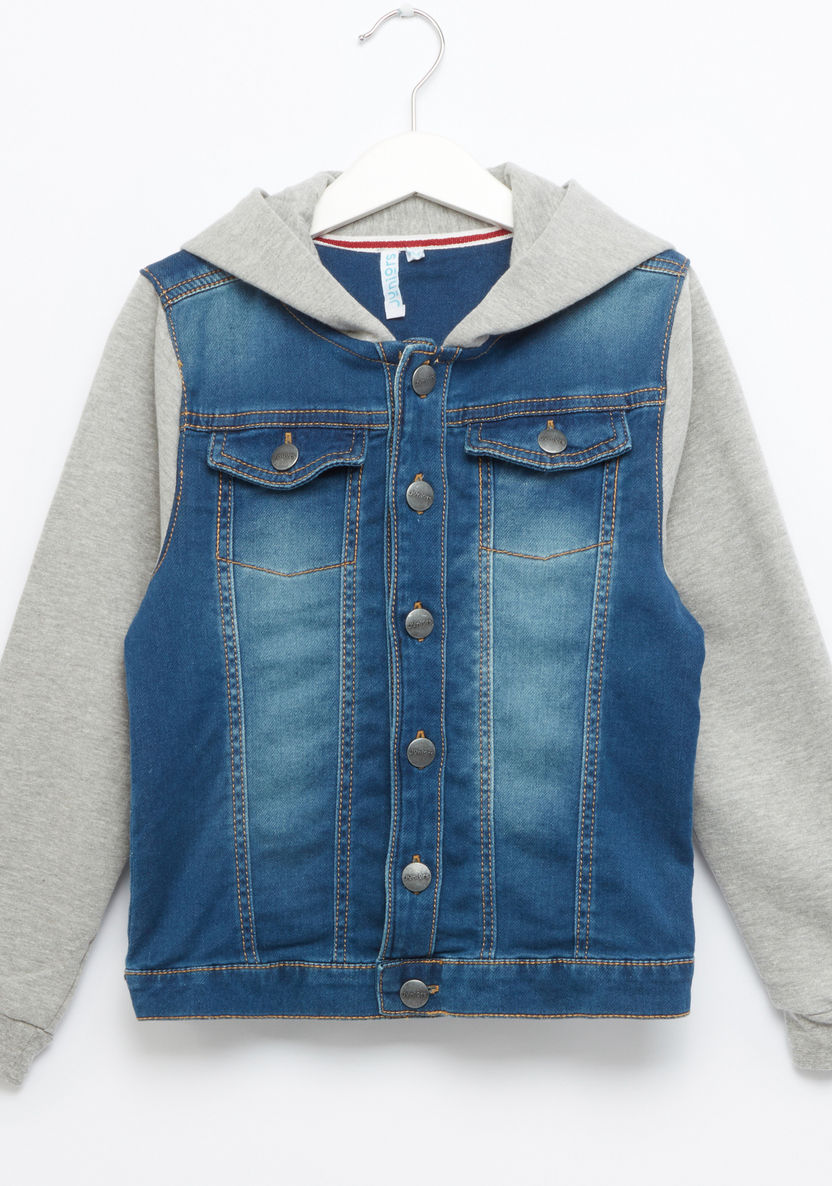 Juniors Denim Jacket with Hoodie-Coats and Jackets-image-0