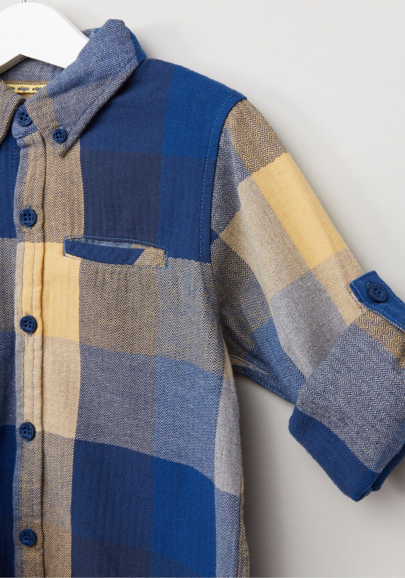 Eligo Herringbone Weave Yarn Dyed Checked Shirt-Shirts-image-3