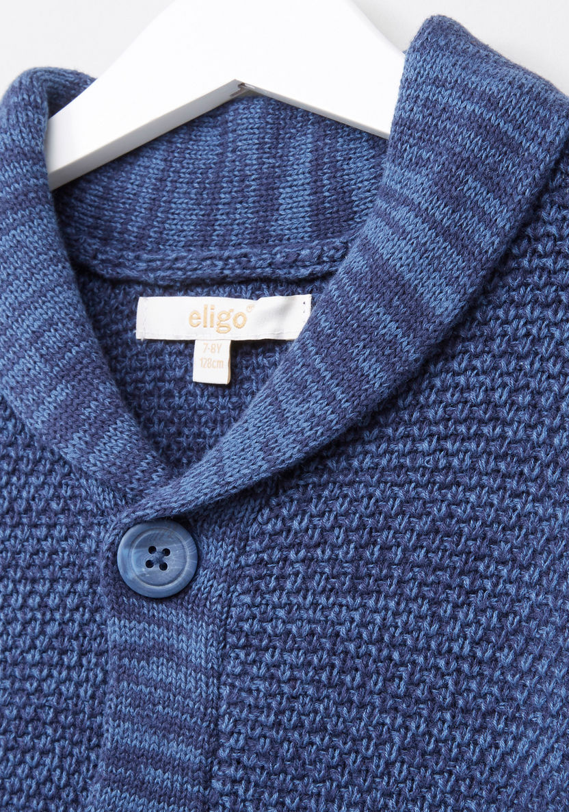 Eligo Textured Long Sleeves Cardigan-Sweaters and Cardigans-image-1