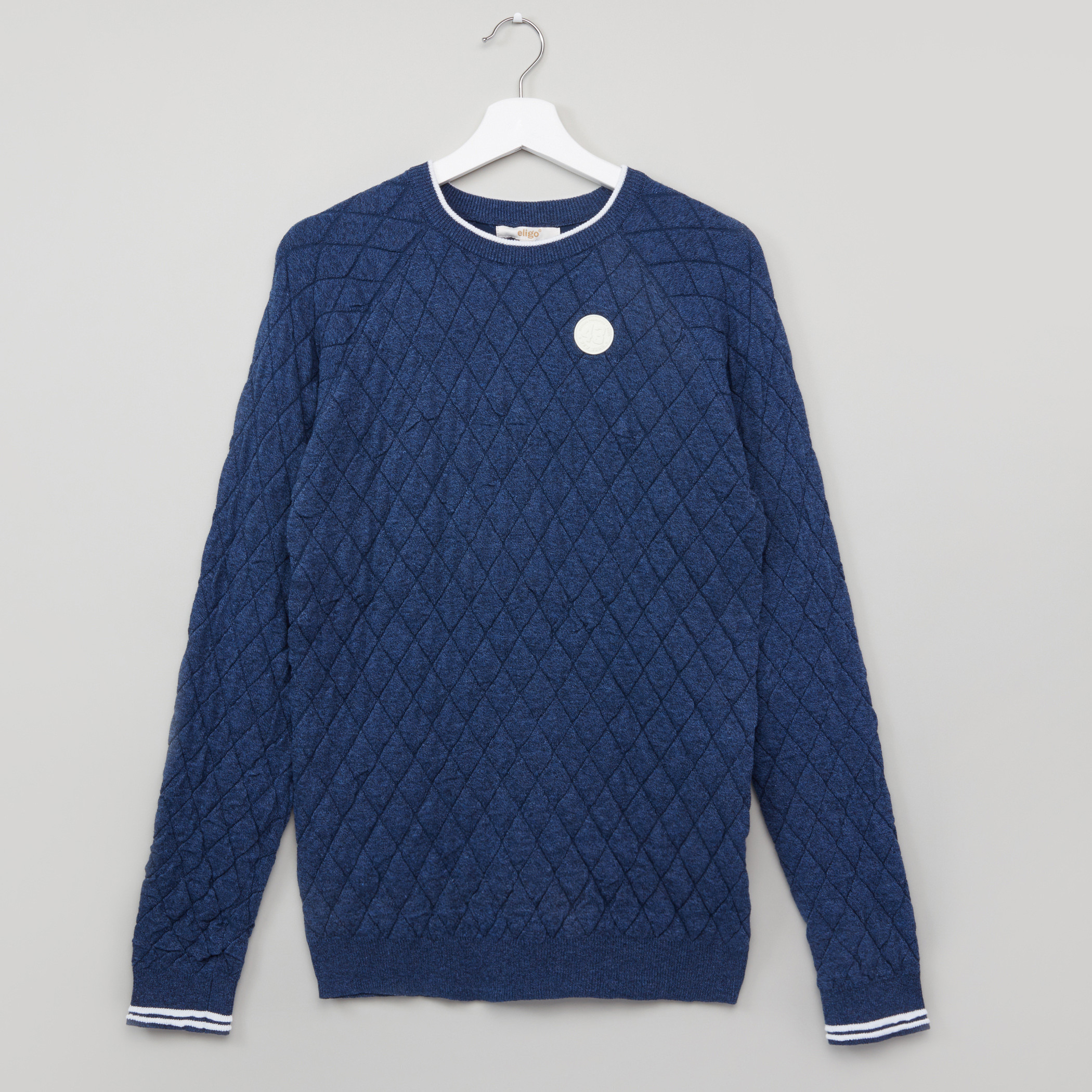 Eligo Quilted Round Neck Raglan Sleeves Sweater-boys-clothing-jumpersandcardigans-image-1
