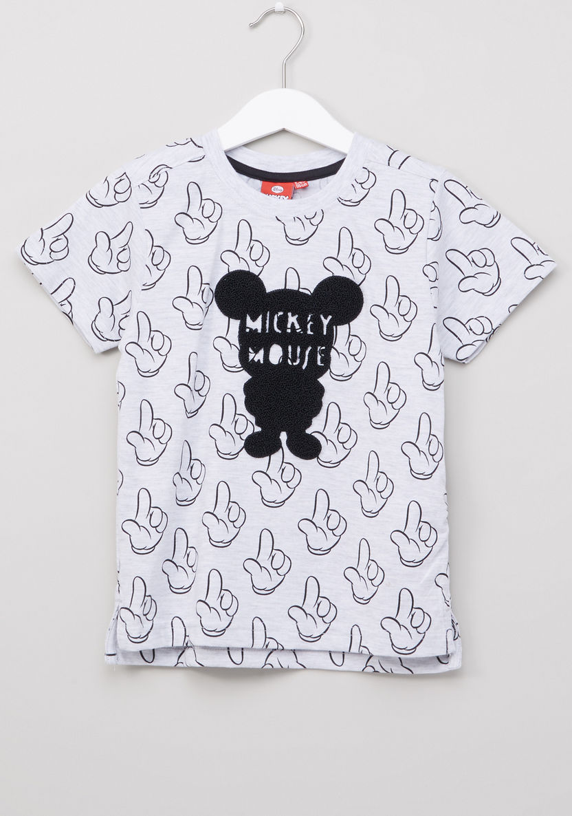 Mickey Mouse Printed T-shirt with Shorts-Clothes Sets-image-1