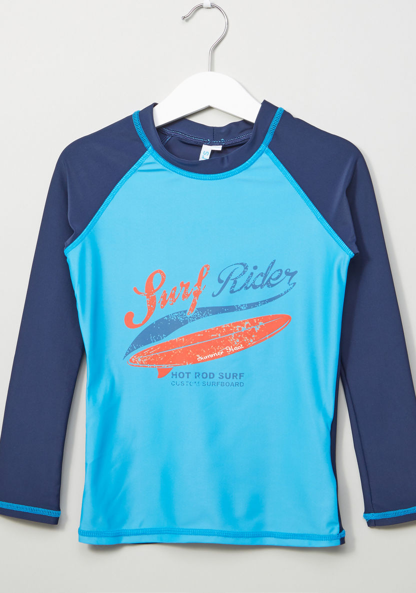 Juniors Printed Raglan Sleeves Rash Guard T-shirt-Swimwear-image-0