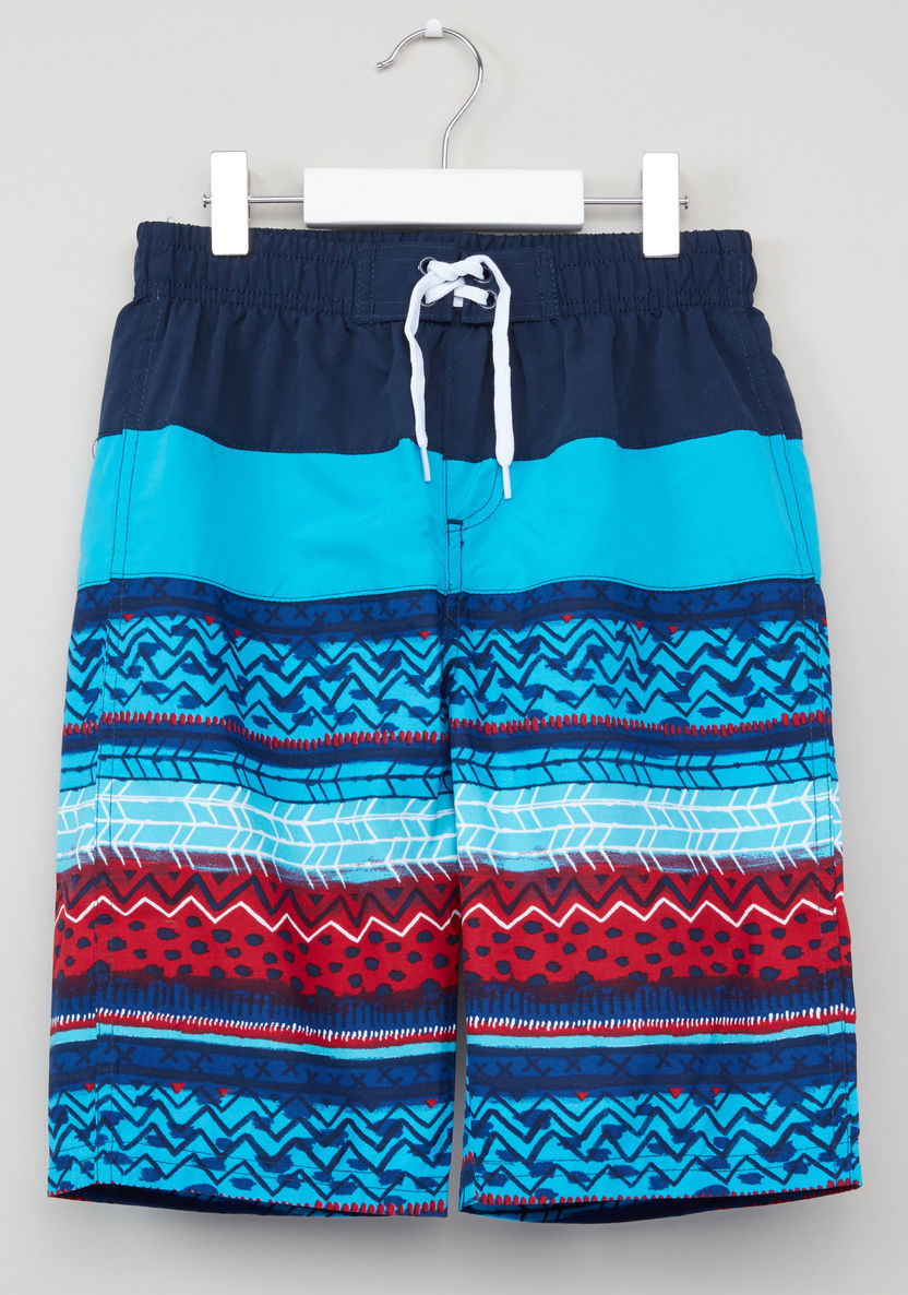 Juniors Printed Board Shorts with Elasticised Waistband-Swimwear-image-0