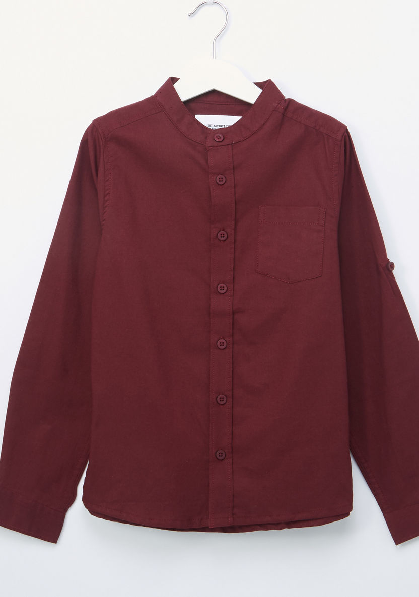 Posh Mandarin Collar Shirt-Shirts-image-0