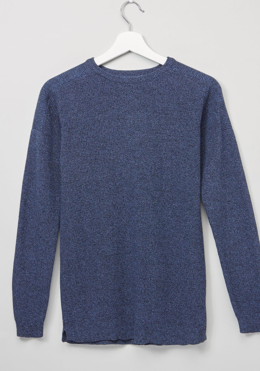 Posh Textured Round Neck Long Sleeves Sweatshirt-Sweaters and Cardigans-image-0