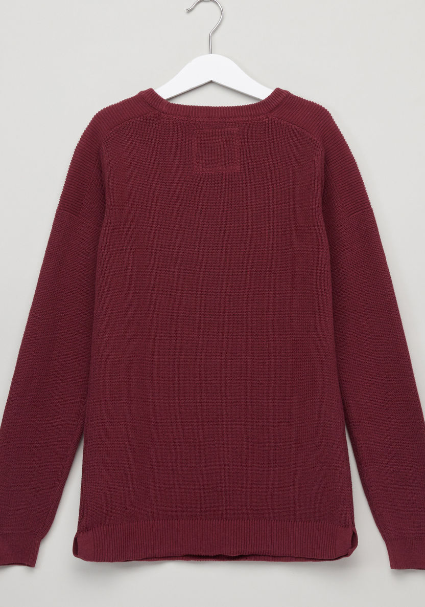 Posh Textured Round Neck Long Sleeves Sweatshirt-Sweaters and Cardigans-image-1