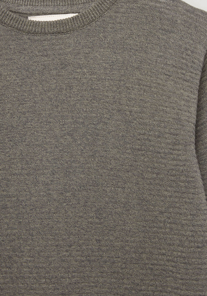 Posh Textured Round Neck Long Sleeves Sweatshirt-Sweaters and Cardigans-image-2