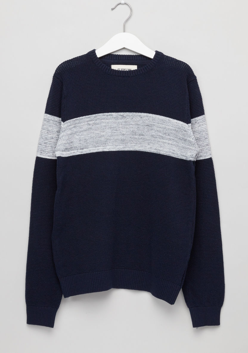 Posh Textured Round Neck Sweatshirt-Sweaters and Cardigans-image-0