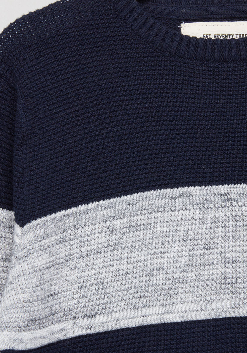 Posh Textured Round Neck Sweatshirt-Sweaters and Cardigans-image-2
