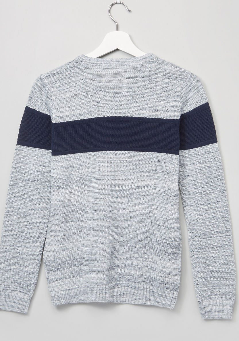 Posh Textured Round Neck Sweatshirt-Sweaters and Cardigans-image-2