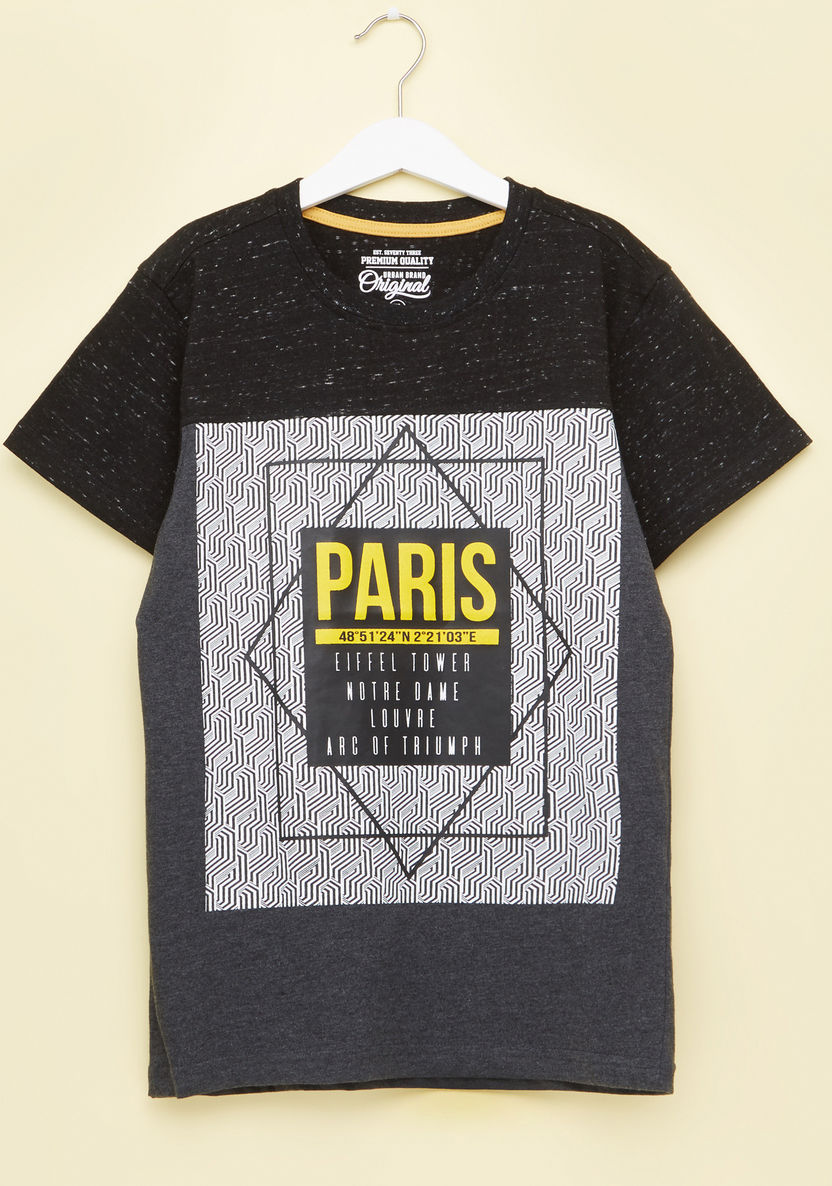 Posh Paris Printed Round Neck Short Sleeve Printed T-shirt-T Shirts-image-0