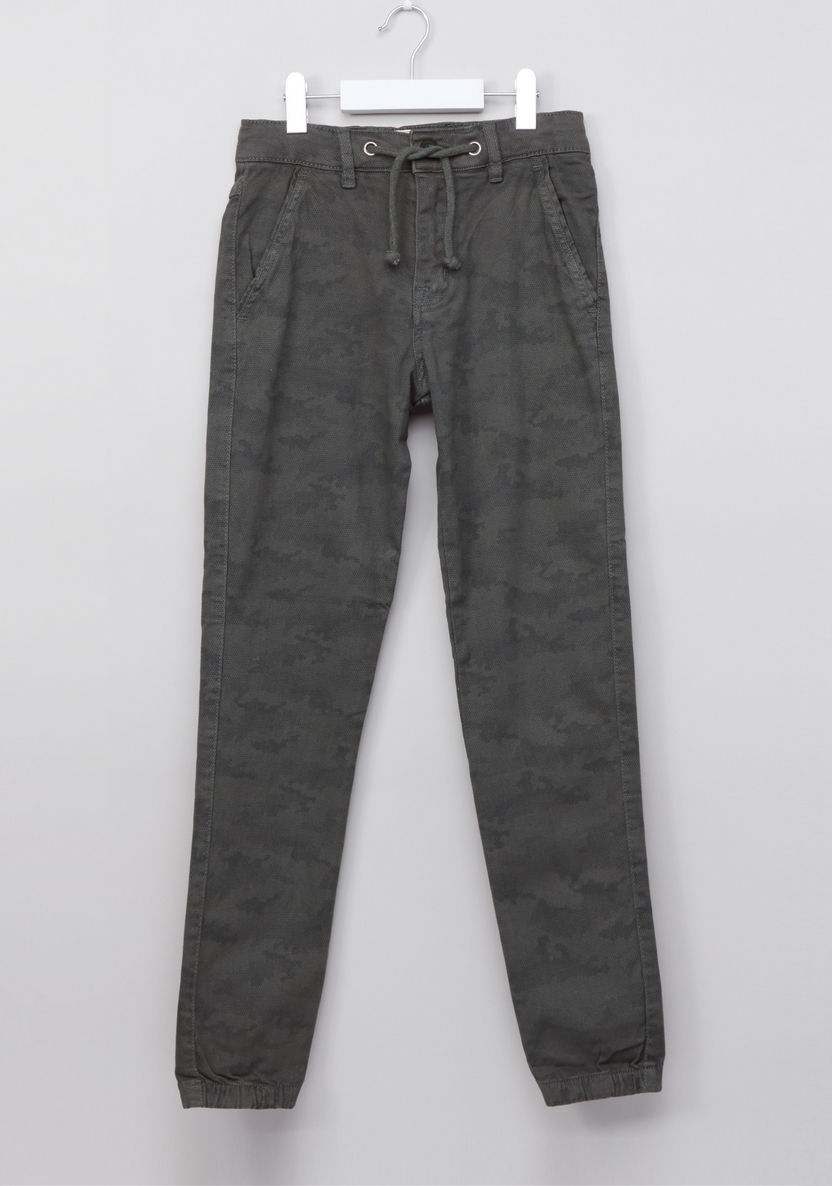 Posh Textured Jog Pants with Button Closure and Drawstring-Joggers-image-0