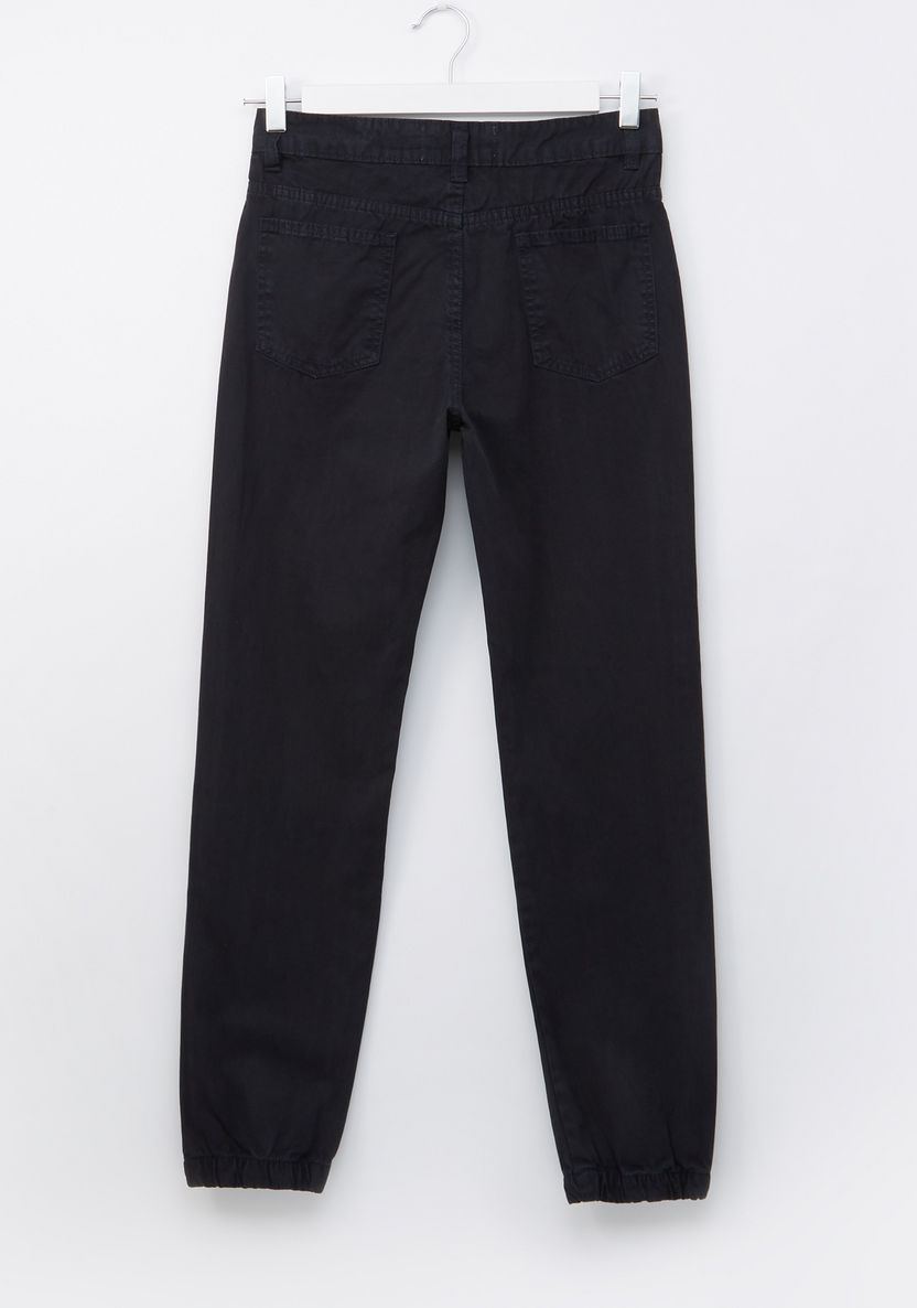 Posh Full Length Jog Pants with Button Closure and Pocket Detail-Joggers-image-2