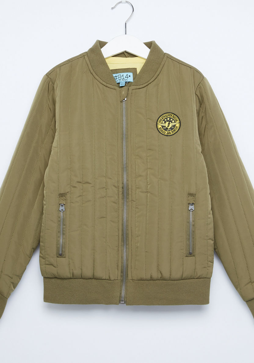 Posh Stitch Detail Zippered Long Sleeves Jacket-Coats and Jackets-image-0