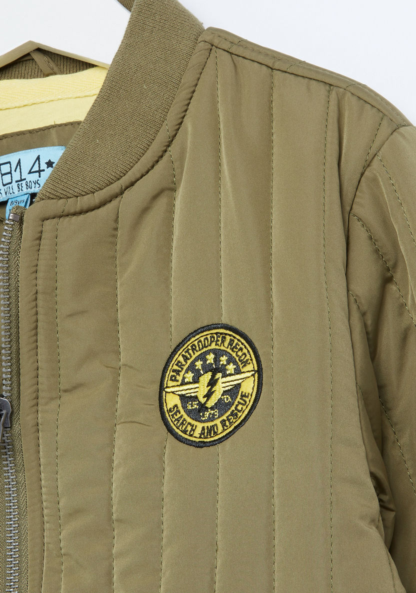 Posh Stitch Detail Zippered Long Sleeves Jacket-Coats and Jackets-image-1