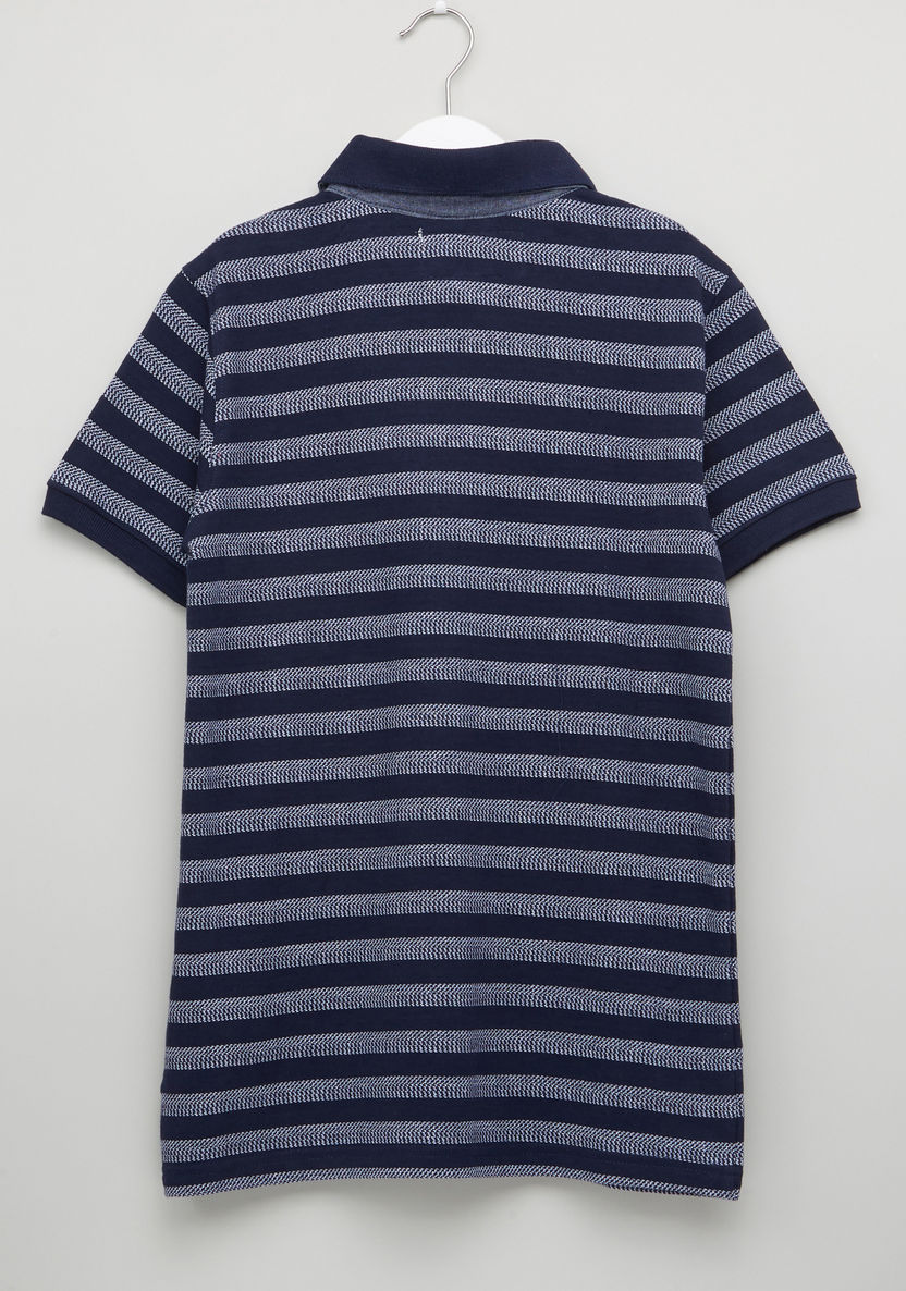 Posh Striped Polo Neck Short Sleeves T-shirt-T Shirts-image-2