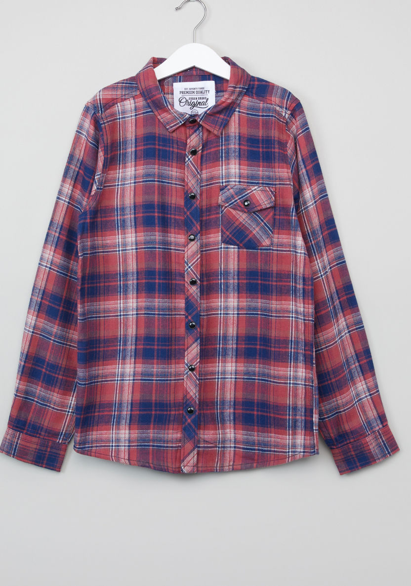 Posh Chequered Long Sleeves Shirt with Pocket Detail-Shirts-image-0