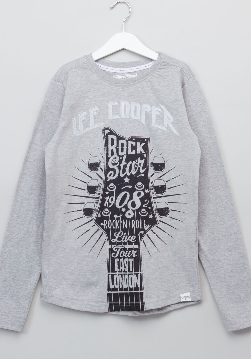 Lee Cooper Printed Round Neck Long Sleeves T-shirt-T Shirts-image-0
