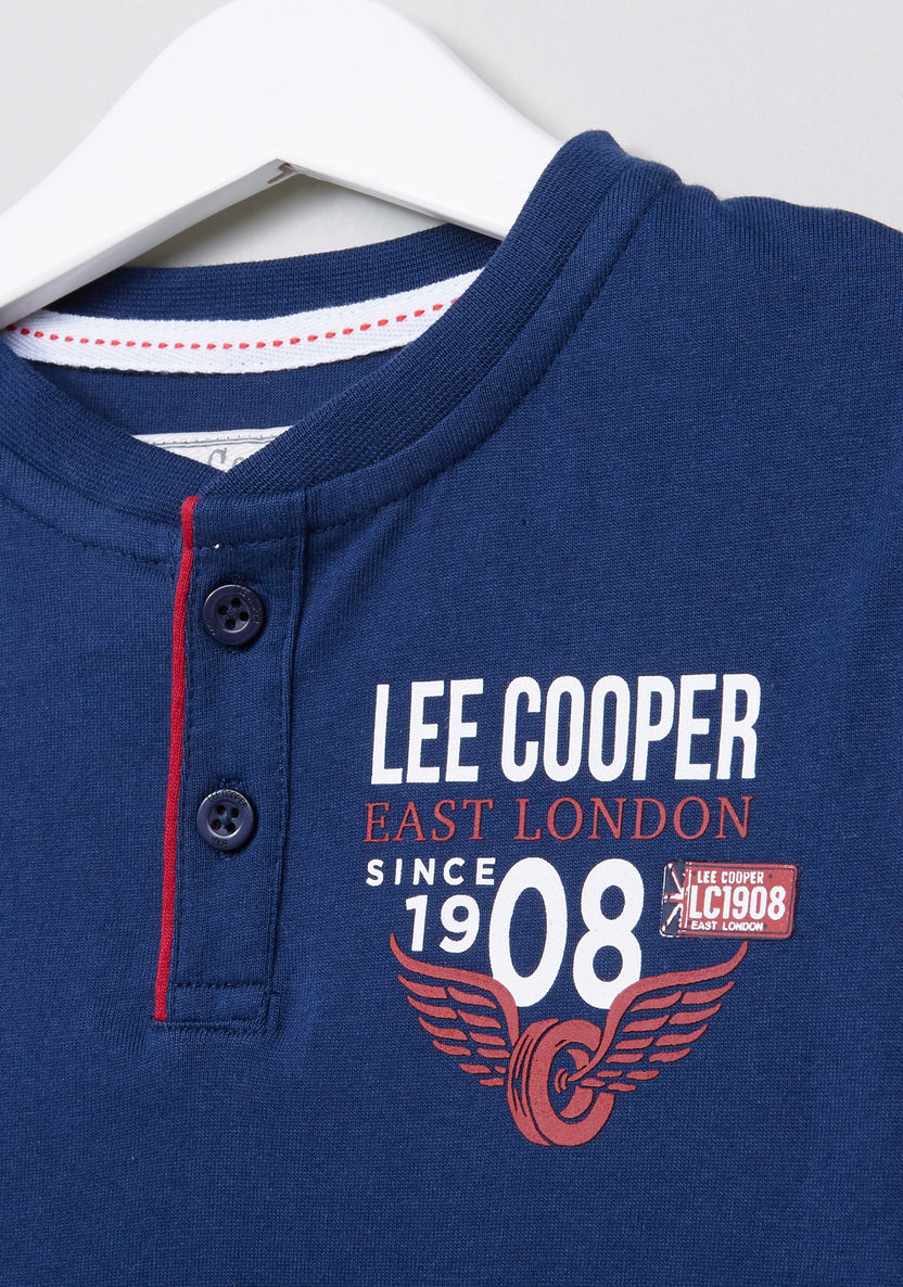 Lee Cooper Printed Henley Neck Long Sleeves T-shirt-T Shirts-image-1