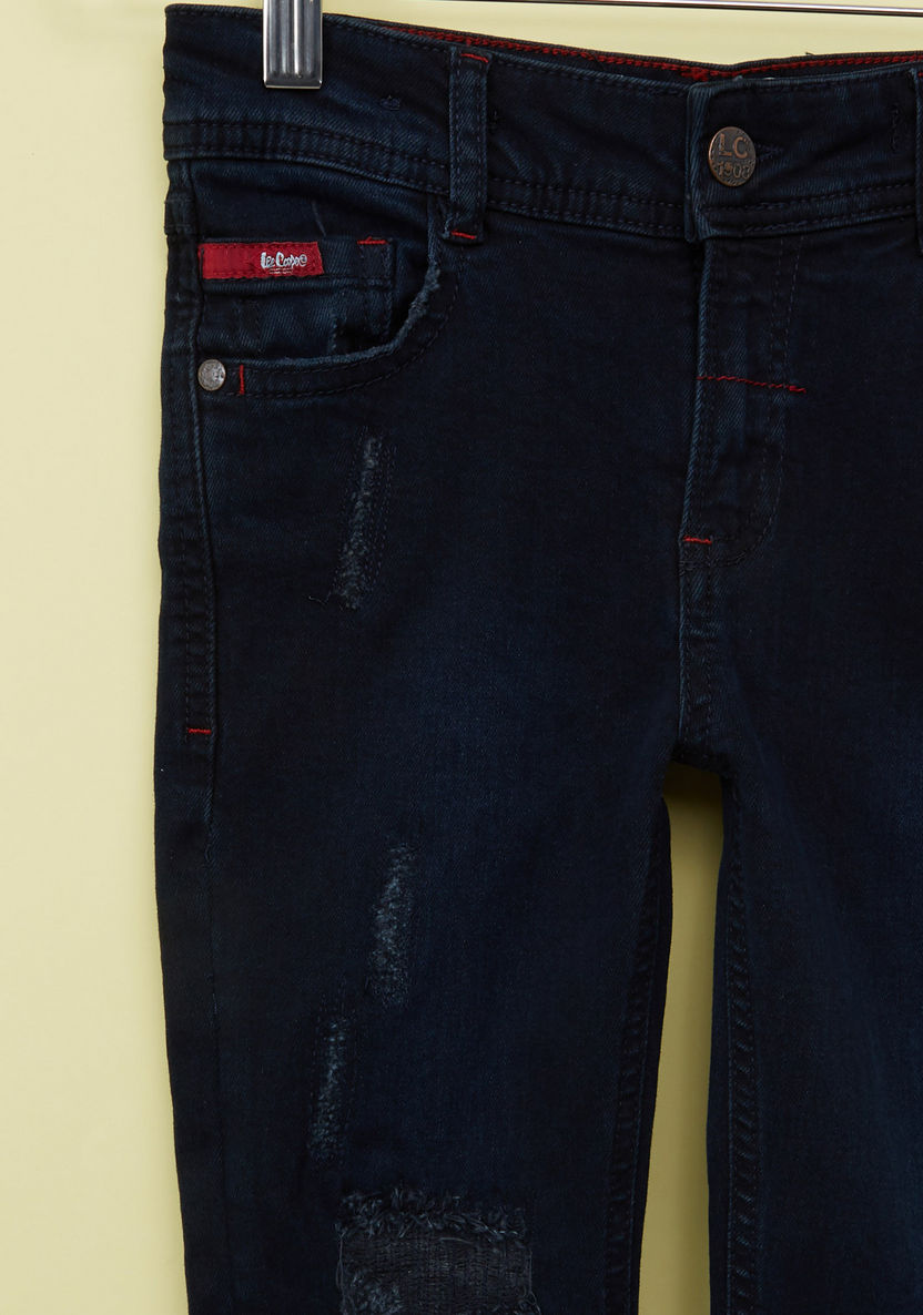 Lee Cooper Distressed Full Length Jeans with Button Closure-Jeans-image-1