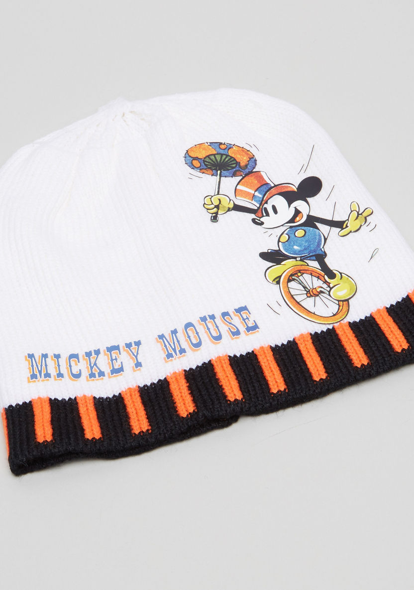 Mickey Mouse Printed Beanie Cap with Scarf-Caps-image-1