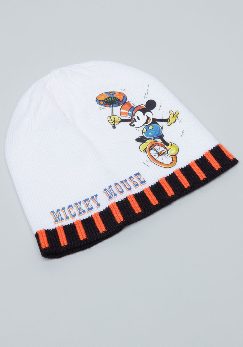 Mickey Mouse Printed Beanie Cap with Scarf-Caps-image-2