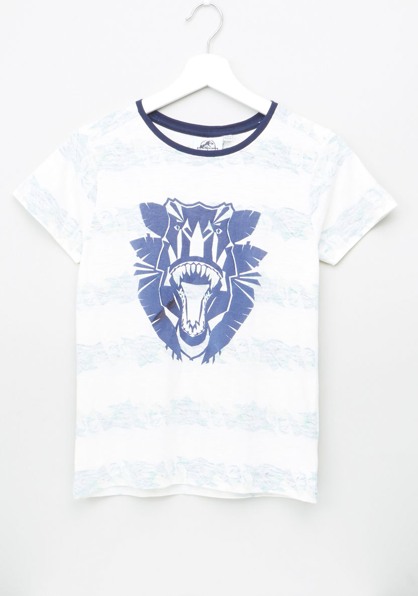 Vector Dinos Printed Round Neck Graphic T-shirt-T Shirts-image-0