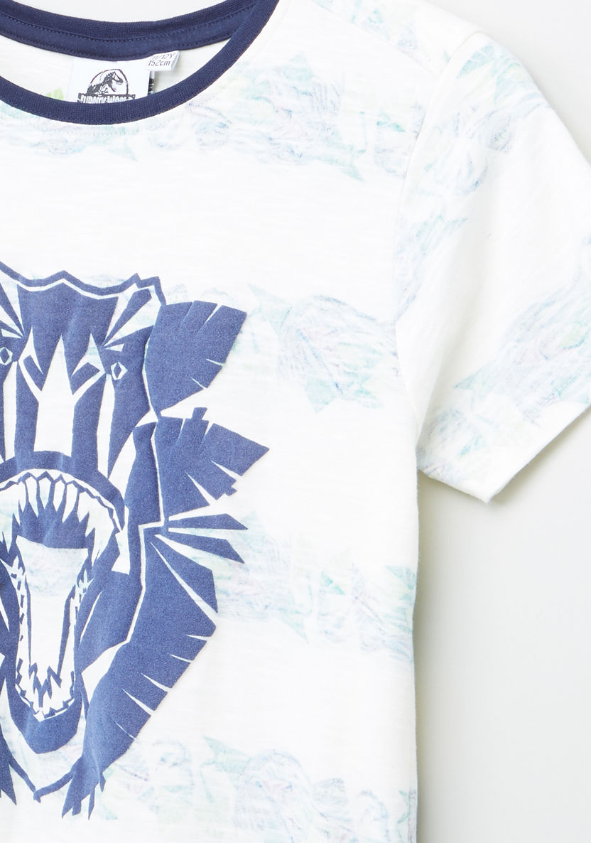 Vector Dinos Printed Round Neck Graphic T-shirt-T Shirts-image-1