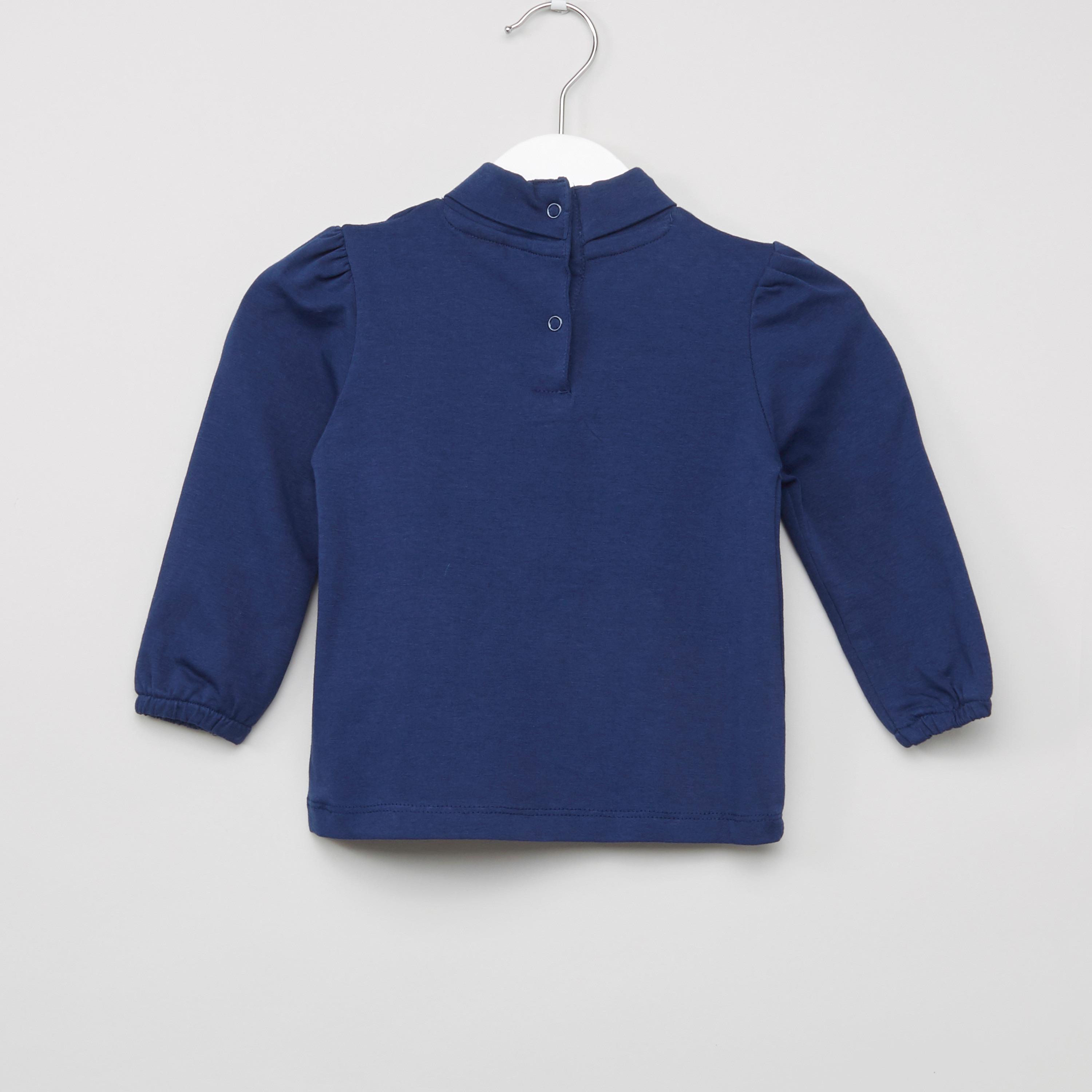 Juniors Solid T-shirt with Turtleneck and Long Sleeves - Set of 2-baby-girls-clothing-tshirts-image-4