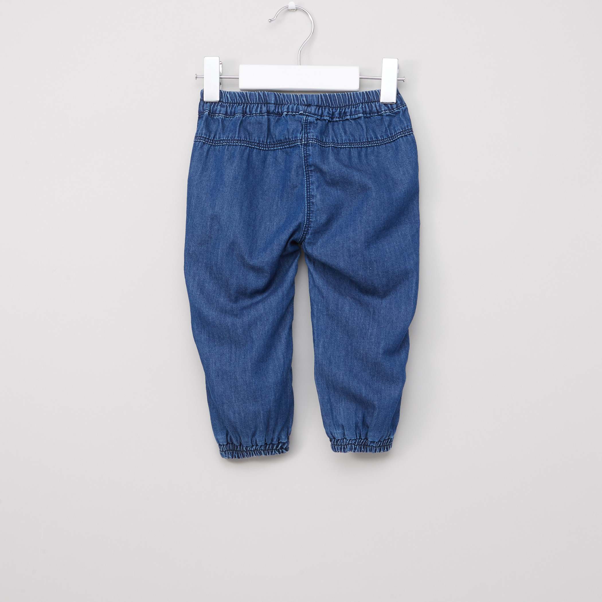 Juniors Bow Applique Denim Jog Pants with Elasticised Waistband-baby-girls-clothing-bottoms-joggersandtrackpants-image-3