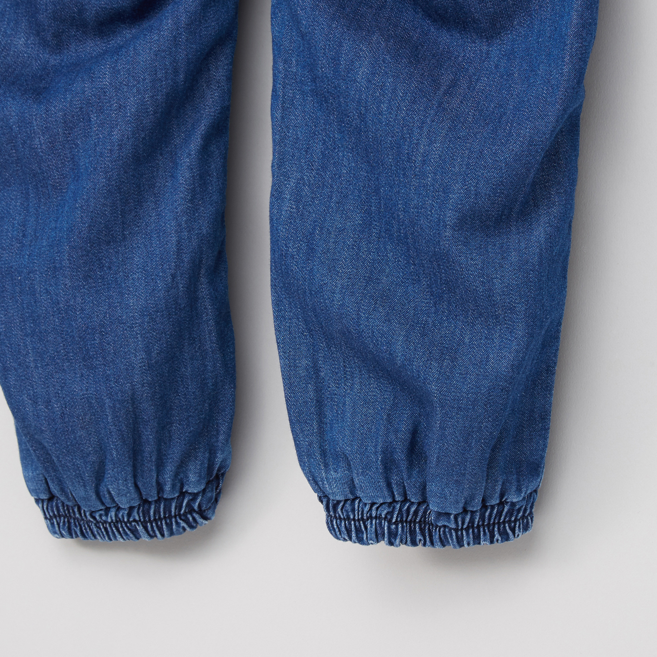 Juniors Bow Applique Denim Jog Pants with Elasticised Waistband-baby-girls-clothing-bottoms-joggersandtrackpants-image-4
