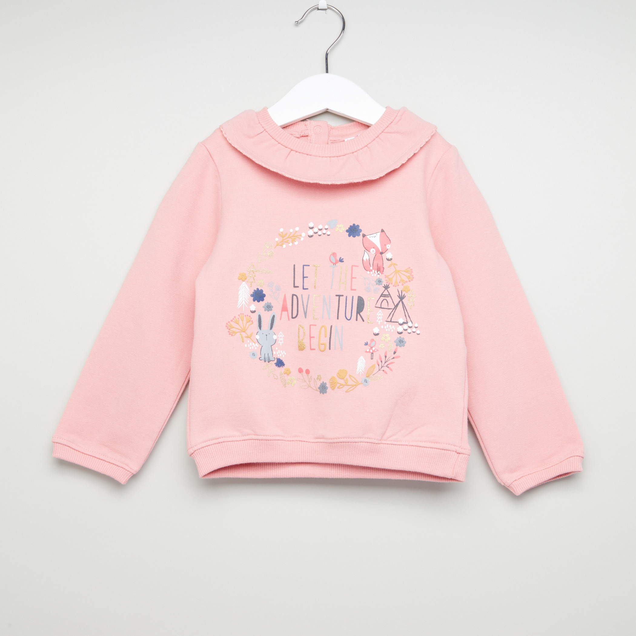 سويت توب بتفاصيل كشكشة وطبعات من جونيورز.-baby-girls-clothing-jumpersandcardigans-image-1