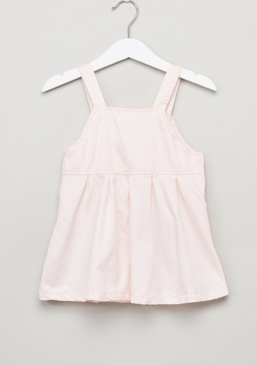 Juniors Striped T-shirt with Flower Detail Pinafore-Clothes Sets-image-4