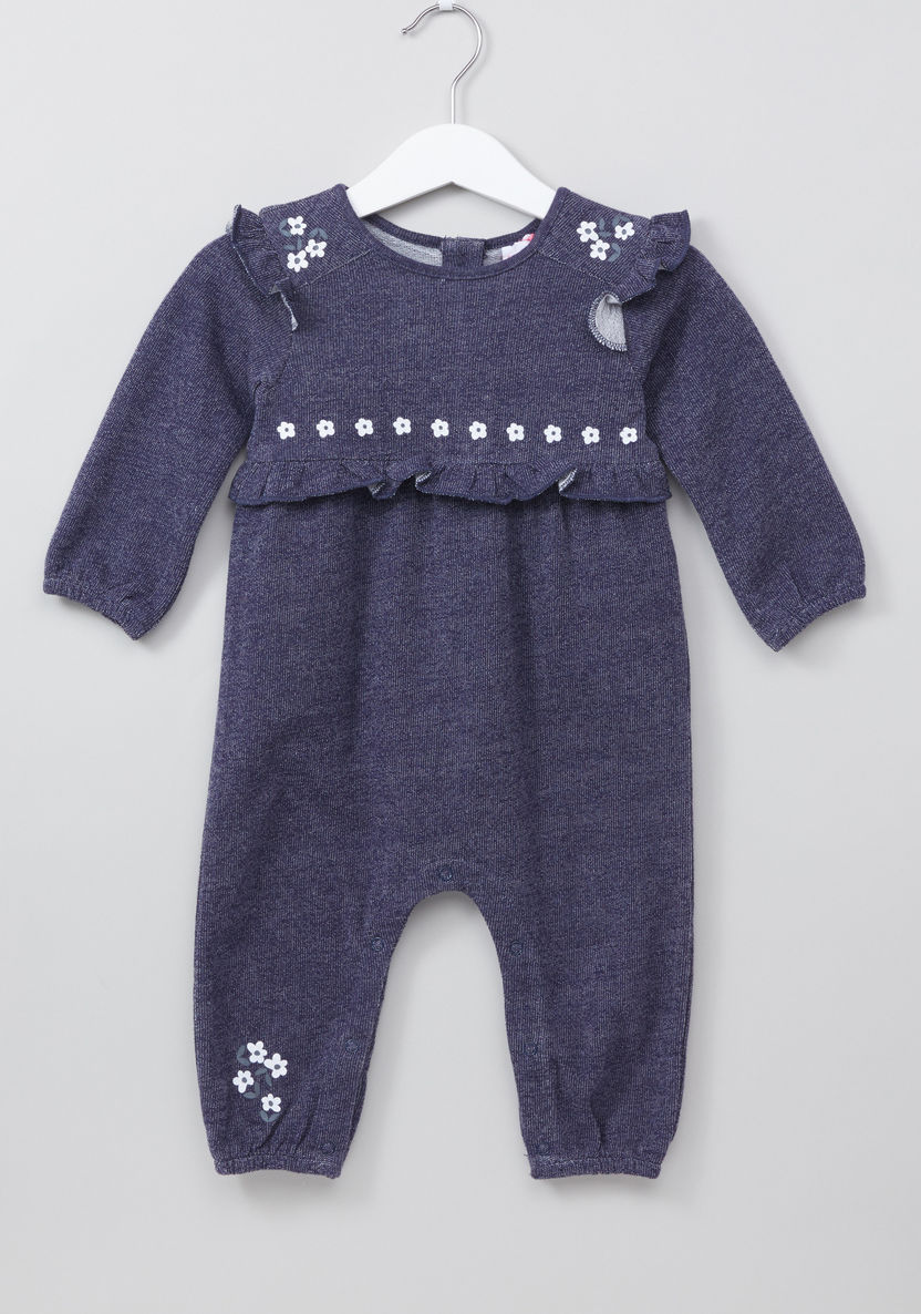 Juniors Textured Frill Detail Long Sleeves Sleepsuit-Rompers%2C Dungarees and Jumpsuits-image-0