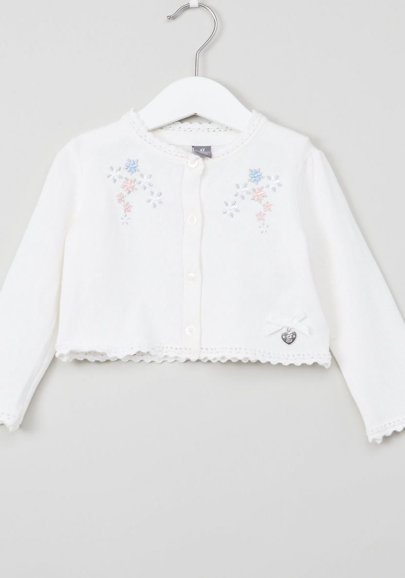 Giggles Flower Embroidered Cropped Cardigan-Sweaters and Cardigans-image-0