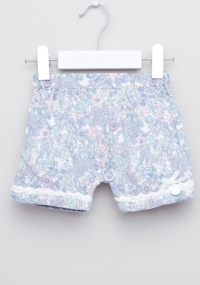 Giggles Printed Lace Detail Shorts with Closed Feet Tights-Shorts-image-0