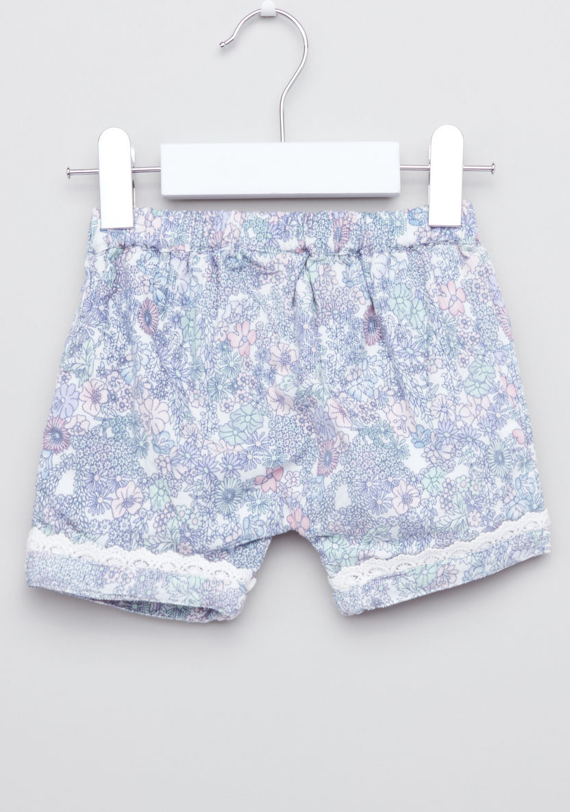 Giggles Printed Lace Detail Shorts with Closed Feet Tights-Shorts-image-2