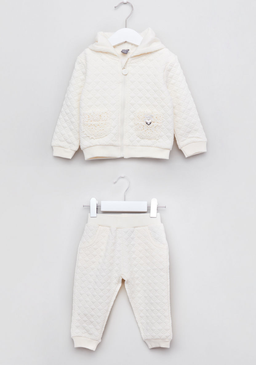 Giggles Textured Jacket with Jog Pants-Clothes Sets-image-0