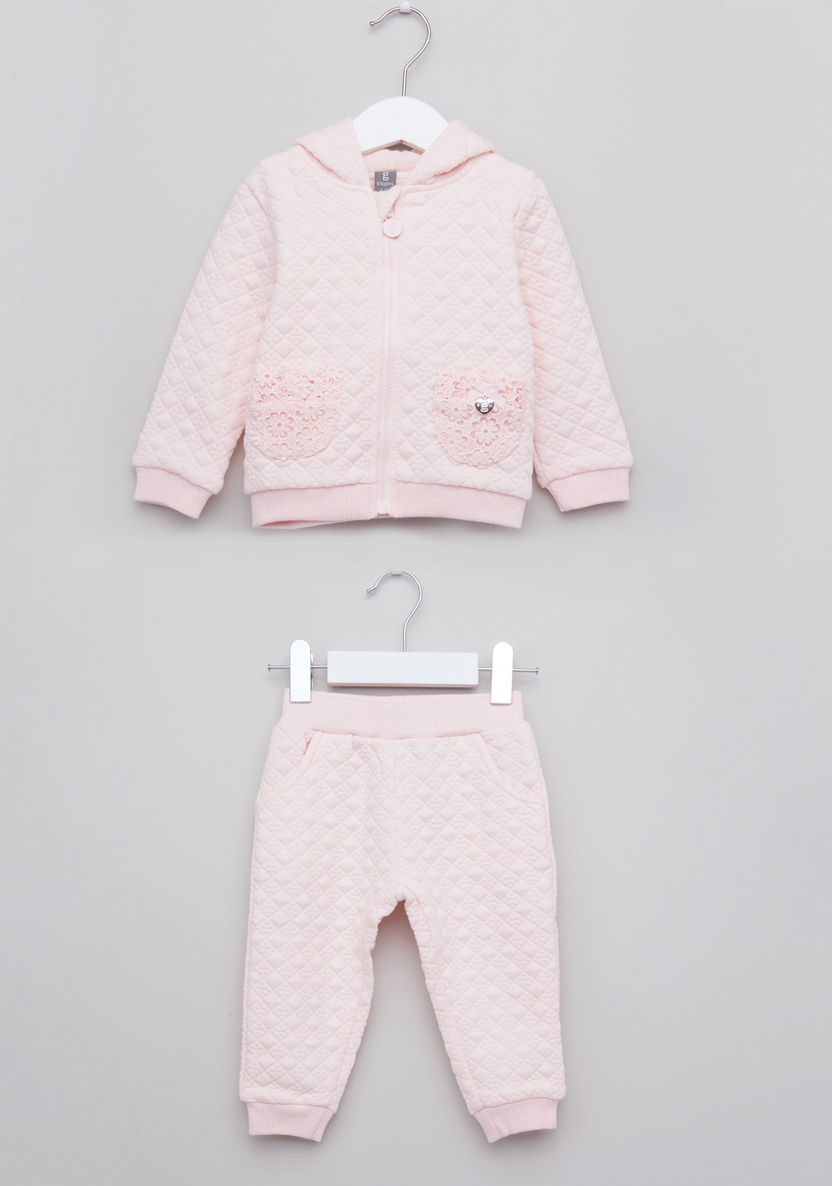 Giggles Textured Jacket with Jog Pants-Clothes Sets-image-0