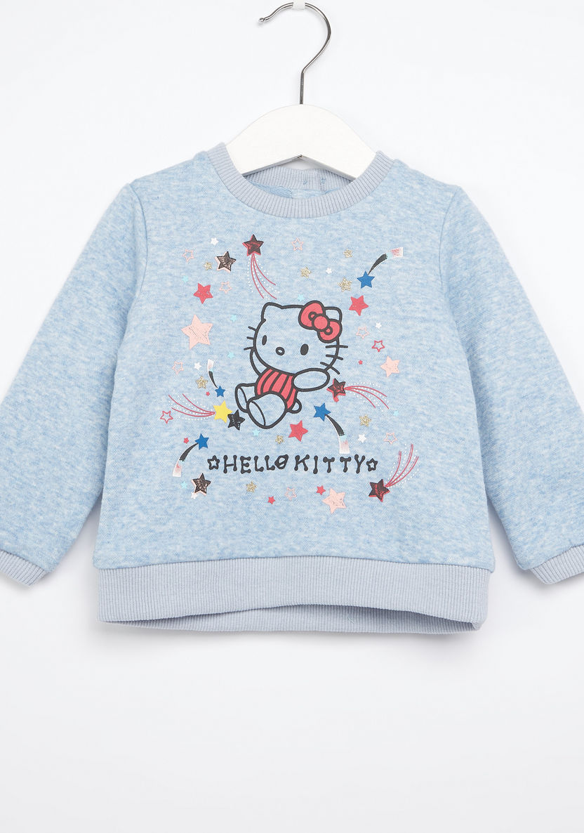 Hello Kitty Printed Sweatshirt and Pyjama Set-Clothes Sets-image-1
