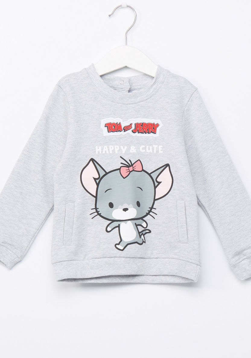 Tom and Jerry Printed Round Neck Long Sleeves Pullover-Sweaters and Cardigans-image-0