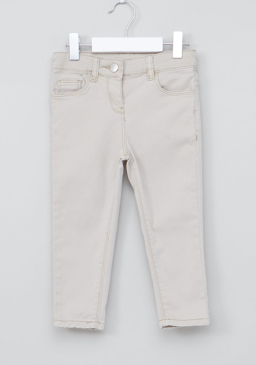 Juniors Full Length Pants with Button Closure and  Pocket Detail-Pants-image-0