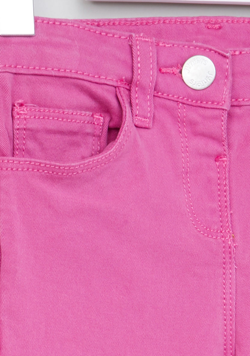 Juniors Full Length Pants with Button Closure and  Pocket Detail-Pants-image-1