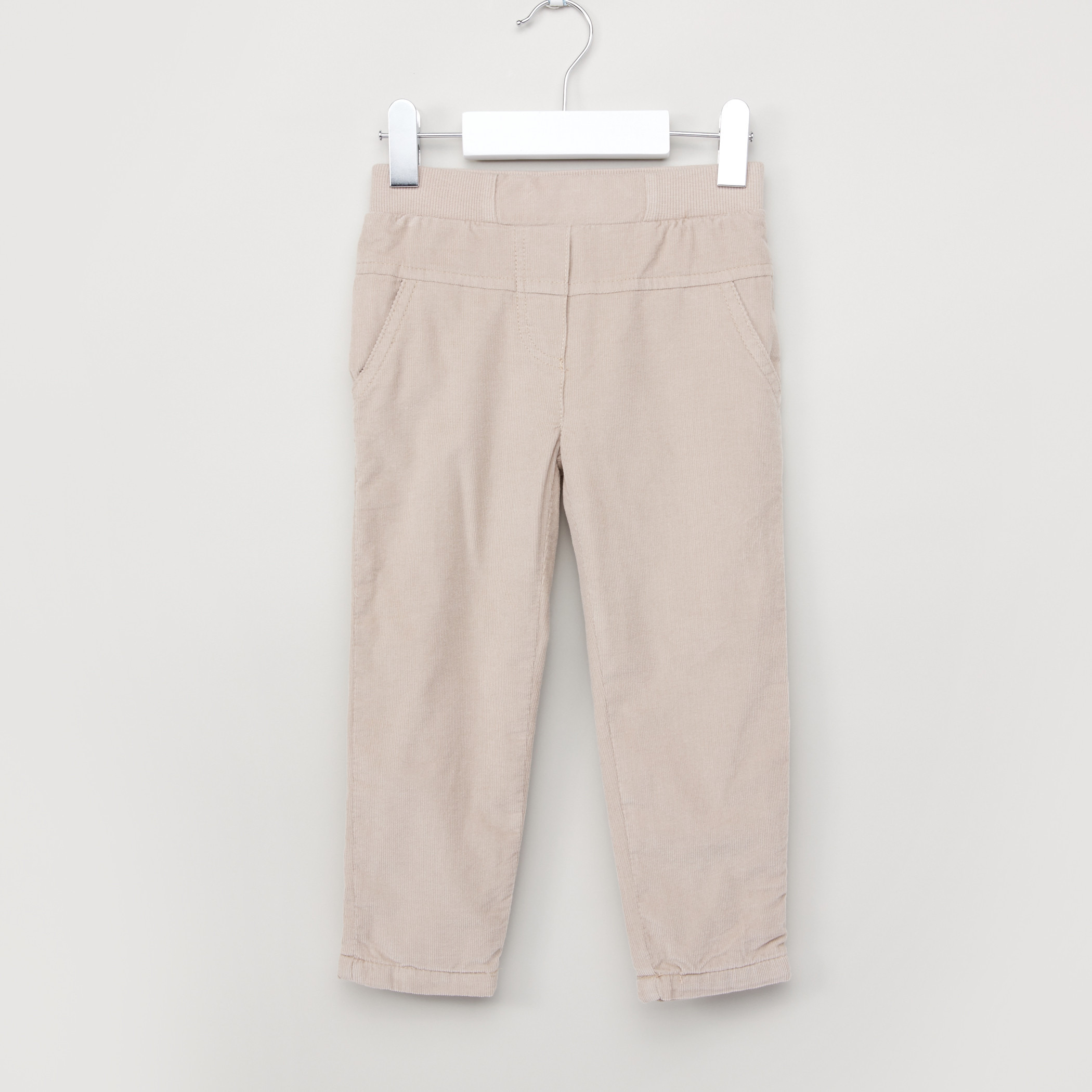 Juniors Ribbed Pants with Elasticised Waistband and Pocket Detail-baby-girls-clothing-bottoms-trousers-image-1